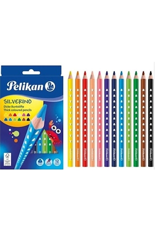 Silverino Jumbo Üçgen Kuru Boya Kalemi 12 Li Kutu