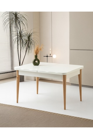 Kelebek Ortadan Açılır Büyüyen Yemek Masası Beyaz 80x130cm Beyaz