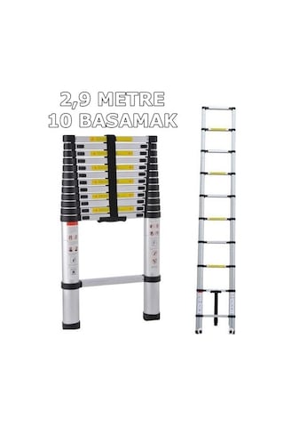 Ebax 2,90mt 10 Basamaklı Teleskopik Merdiven