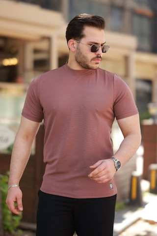 Veraura Lifestyle Erkek Yarım Balıkçı Yaka Kısa Kollu T-shirt Gülkurusu