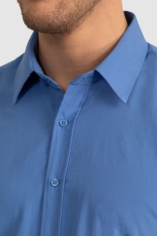 Tudors Slim Fit Dar Kesim Tery Cotton Erkek Gömlek-23407 Mavi