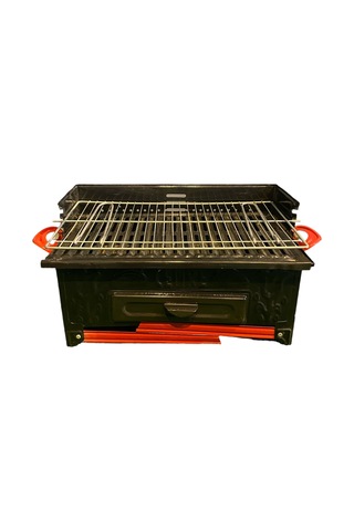 Pervazlı Emaye Boyalı Yüksek Ayaklı Mangal Siyah - Kırmızı