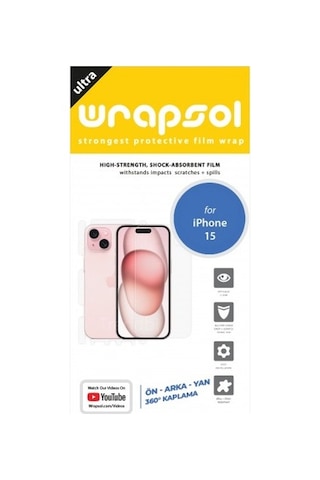 Apple iPhone 15 Uyumlu Full Body 360 Derece Ön Arka Ve Yan Koruyucu Poliüretan Film