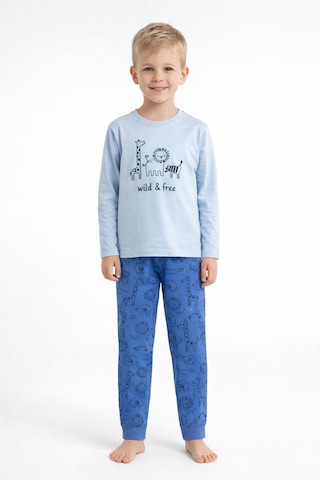 Aden Kids Pamuk Çocuk Uzun Kollu İnce Pijama Takımı - Açik Mavi