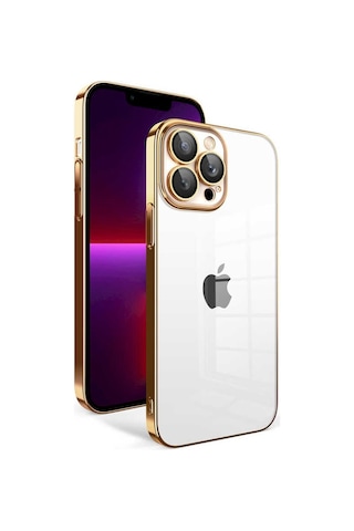 Apple Uyumlu iPhone 12 Pro ile Kapak Lens Korumalı Arkası Şeffaf Sert Mika Kapak - Siyah