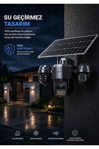 4g Pro 360 - Solar Panelli 3 Motorize Kameralı 4g Sim Kartlı Aov Sürekli Kayıt Güvenlik Kamerası