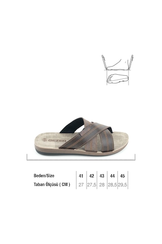 Gezer Yazlık Erkek Suni Deri Rahat Taban Günlük Terlik Kahve Kahverengi