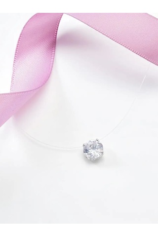 Lapshov 925 Ayar Gümüş İplik Üzerine Kayar Taşlı Kolye 160523479 Gri