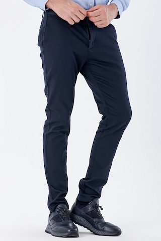 İmza Koyu Lacivert Desenli Armürlü Pamuklu Yan Cepli Slim Fit Dar Kesim Casual Pantolon 1003235120-koyu Lacivert Koyu Lacivert
