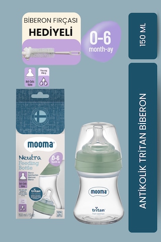 Mooma Neutra Antikolik Tritan Biberon 150 Ml 0-6 Ay Yavaş Akış - Yeşil
