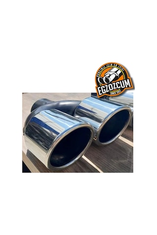 90 Mm Çift Çıkış Eşit Yuvarlak Verev Kesim Krom Sessiz Egzoz Ucu Eksoz Çıkışı 1 Adet