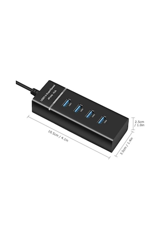 Gajeena Usb 3.0 4 Port Hub - 5gbps Hızlı Veri Transferi, Usb 2.0/1.1 Uyumlu, Taşınabilir, Plug & Play Bilgisayar Port Genişletici