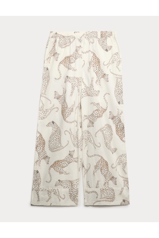 Marks & Spencer Pure Cotton Hayvan Desenli Pijama Altı T37001788P Krem