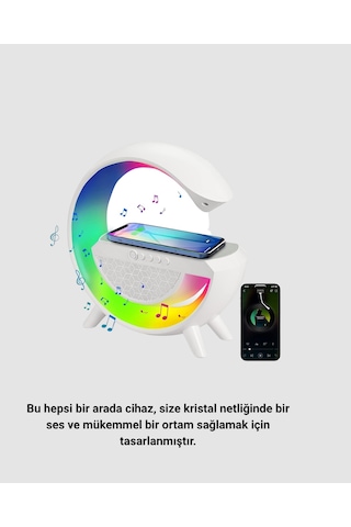 Bluetooth 5.0 Hoparlör Kablosuz Şarj, Rgb Gece Lambası Ve Fm Radyo - 15000