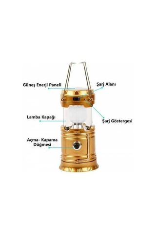 Kenpazar Solar Şarjlı Güneş Enerjili Fan Kamp Feneri Güneş Paneli Kamp Şarjlı Işıldak Usb Şarj