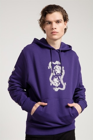 Jahr Marc Dragon Baskılı Mor Oversize Erkek Sweatshirt Mor