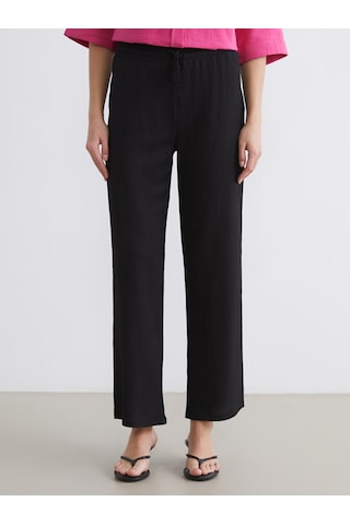Lcw Comfort Siyah Beli Lastikli Dokulu Kadın Pantolon