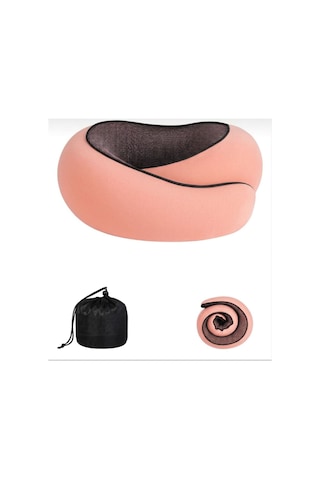 WhiteBlanco Eudora Ortopedik Spiral Seyahat Ve Boyun Yastığı Somon Pembe %100 Visko - Taşıma Çantalı Pembe