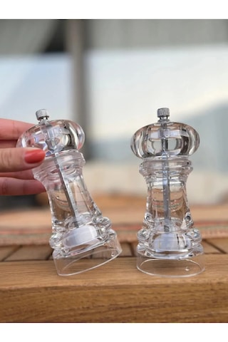 Viatom Şeffaf Değirmen Tuz Karabiber Öğütücü El Değirmeni 18 Cm 1