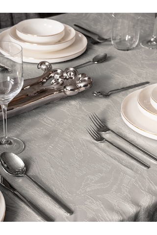 Cotton Box Jakarlı Dertsiz Masa Örtüsü Lavinia Gri 155x220