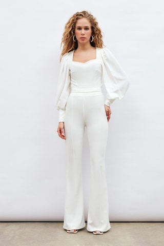 Sateen İspanyol Paça Pantolon - Ekru-132916 Ekru