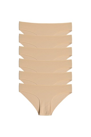 Alya Underwear Basic Lazer Kesim Kadın Bikini Külot Dikişsiz Kadın Slip - Ultra Esnek Ve Rahat 6'lı Paket Ten