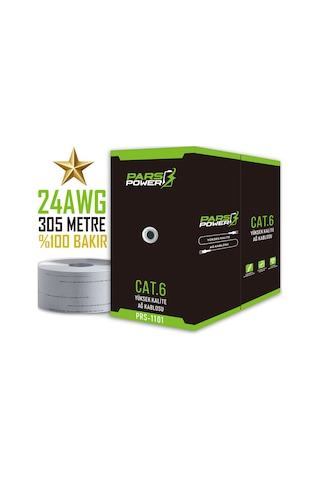 Pars Power 24 Awg 0.50 mm %100 Bakır 305 Metre Network Cat6 U/UTP