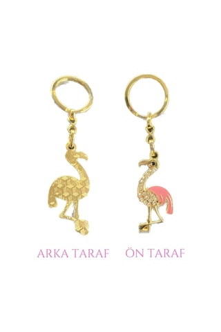 Pembeli Taşlı Flamingo Anahtarlık Hediyelik Anahtarlıkı Çanta Aksesuarı Allı Turna Anahtarlık