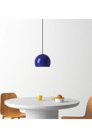 Riolight Modern Koyu Mavi Cafeler,oda,mutfak,yatak Başı İçin 1xe27 Tekli Metal Sarkıt Avize Çap:20cm Koyu Mavi