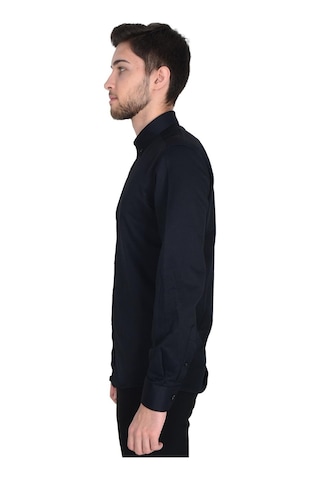 1011-yaka Düğmeli İnce Çizgili Erkek Gömlek 001