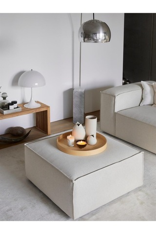 Mode Soft Puf 01 Kırık Beyaz Keten Kumaş İşbir Sünger