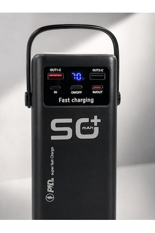 Tek Yüksek Kapasiteli 50.000 Mah Powerbank 22,5 W Hızlı Şarj 4 Dahili Kablo Led Aydınlatma Najmaddin