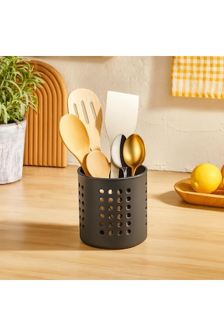 Siyah Silindir Plastik Kaşıklık Modern Tasarımlı, Delikli Havalı Yapı, Dayanıklı Ve Şık Mutfak Düzenleyici Sku: Smgstk5e807161c9 Abanoz