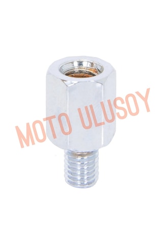 Ayna Uzatma Yükseltme Aparatı Çevirici Adaptör Üst +8mm Düz Diş - Alt -8mm Ters Diş 1 Adet Krom 1adet