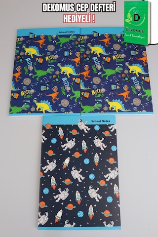 3 Adet A4 Defter Seti Astro Dino Explorer Collection 2 Adet Çizgili Defter Ve 1 Adet Kareli Defter 80 Yaprak Altın