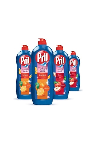 Pril Türkiye Serisi Portakal + Elma Kokulu Elde Yıkama Sıvı Bulaşık Deterjanı 4 x 675 ML