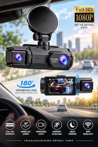 Ön Arka Kayıt 1080p Full Hd 180 Geniş Açı Şarjlı Kullanım - Lisinya Standart