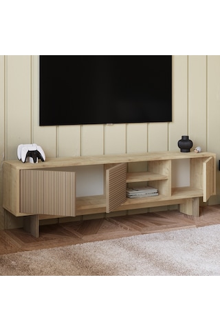 İnarch Dizayn Ravello Tv Sehpası - 3 Kapaklı Modern Tasarım Safir Meşe