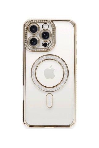 İphone 16 Pro Kılıf Joke Simli Magneticsafe Kılıf - Gold Renk
