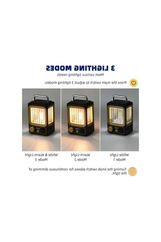 Vintage Dimmer Led Kamp Lambası - Suya Dayanıklı, Usb Şarjlı Açık Ahşap