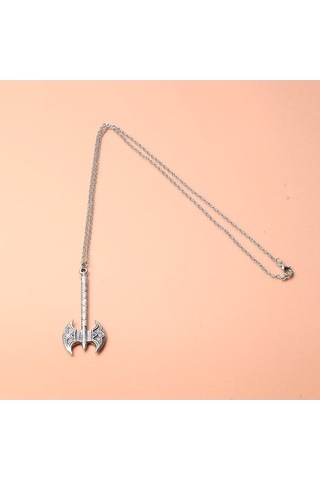 Viking Desenli Çift Taraflı Balta Erkek Kolye İskandinav Takı