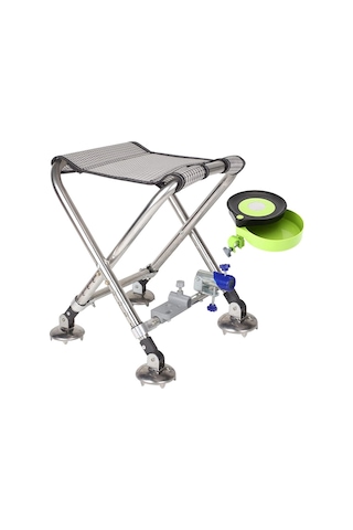 Ayt Sunup Sn-25796 Metal Balıkçı Taburesi Katlanabilir Taşınabilir Ayarlanabilir Katlanır Tabure 50x32cm Gri
