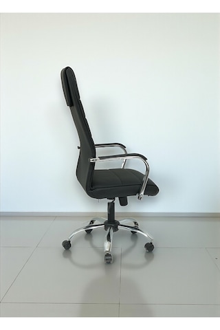Ofis Yap Yönetici Müdür Makam Deri Kaplama Ofis Koltuğu Siyah