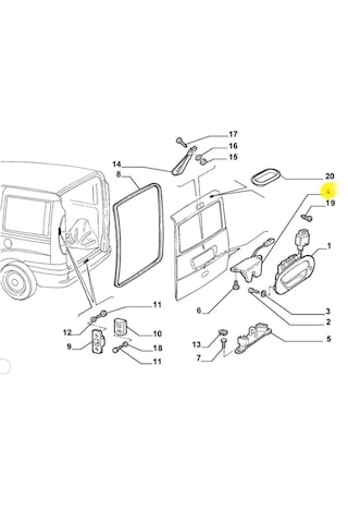 Doblo 2001-2009 Bagaj Tek Kapı Kilidi Kablolu 51773974