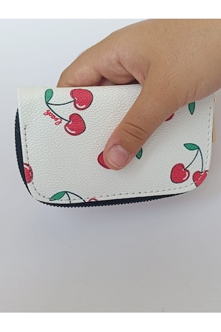 Tovyamade Suni Deri Desen Baskılı Cüzdan,kartlık,bozukpara Beyaz