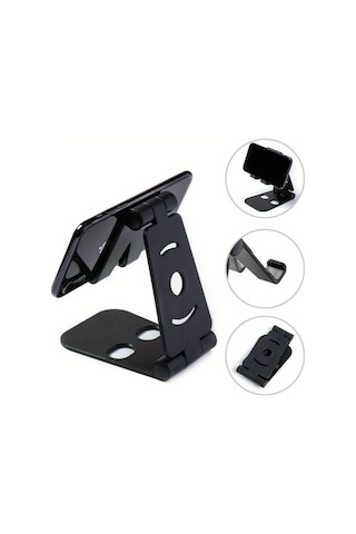 2 Adet Plastik Masaüstü Katlanabilir Telefon Tablet Standı Katlanır Telefon Tutucu Siyah Akrobat Siy