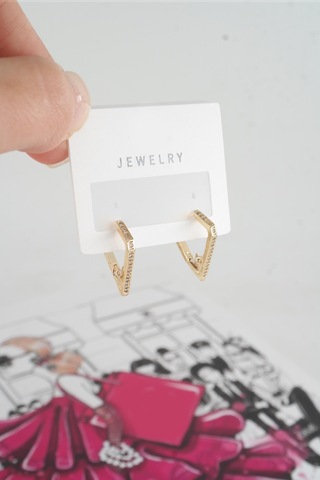 Byzeynaaksesuar Kadın Özel Tasarım Zirkon Taşlı 2'li Minimal Küpe 0002 Çok Renkli