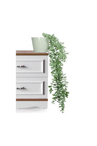 Lilac Home Parlak Beyaz Saksıda Pastel Yeşil Okaliptus Sarkıtı Yapay Çiçek