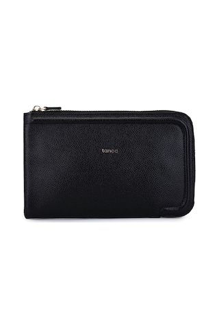 Tamer Tanca Unisex Hakiki Deri Siyah Floter El Çantası 1012 2029 Cnt Sk25-26 Sıyah Fltr Siyah
