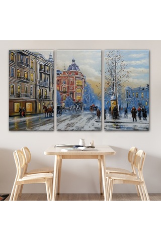 Ukrayna Kiev Eski Sokak Manzarası Dekoratif Duvar Tablosu-3695 95 X 165